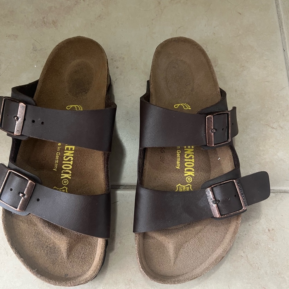 Birkenstock Dark Brown Leather Sandals